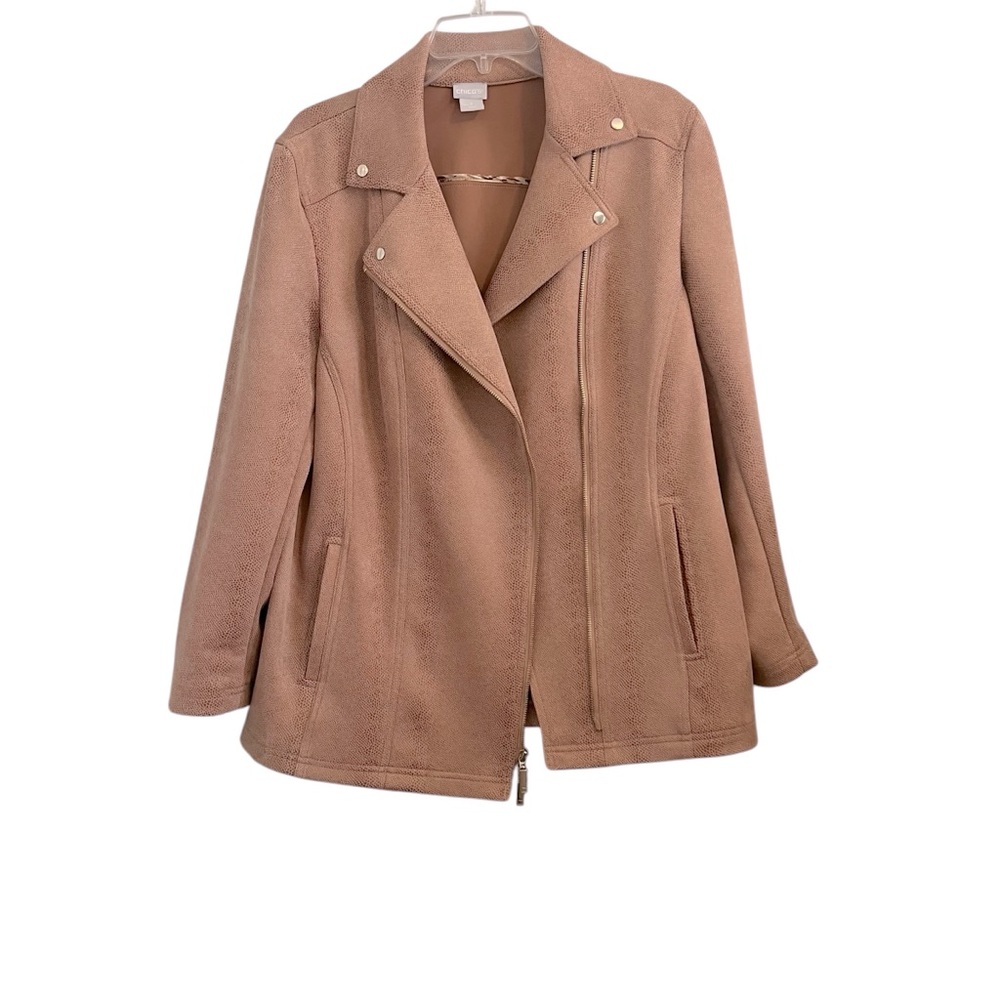 Light Mauve/Pink Moto Chico’s Ladies Jacket-Chico’s Size 2 (size 12/14)